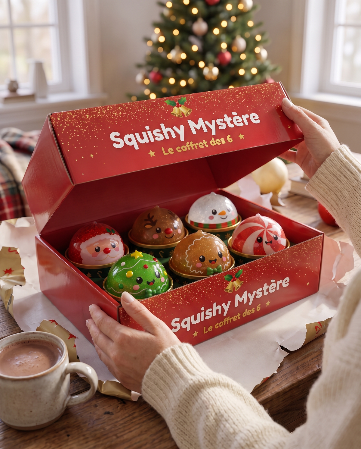 Elle ouvre le coffret Squishy Mystère : les 6 personnages de Noël